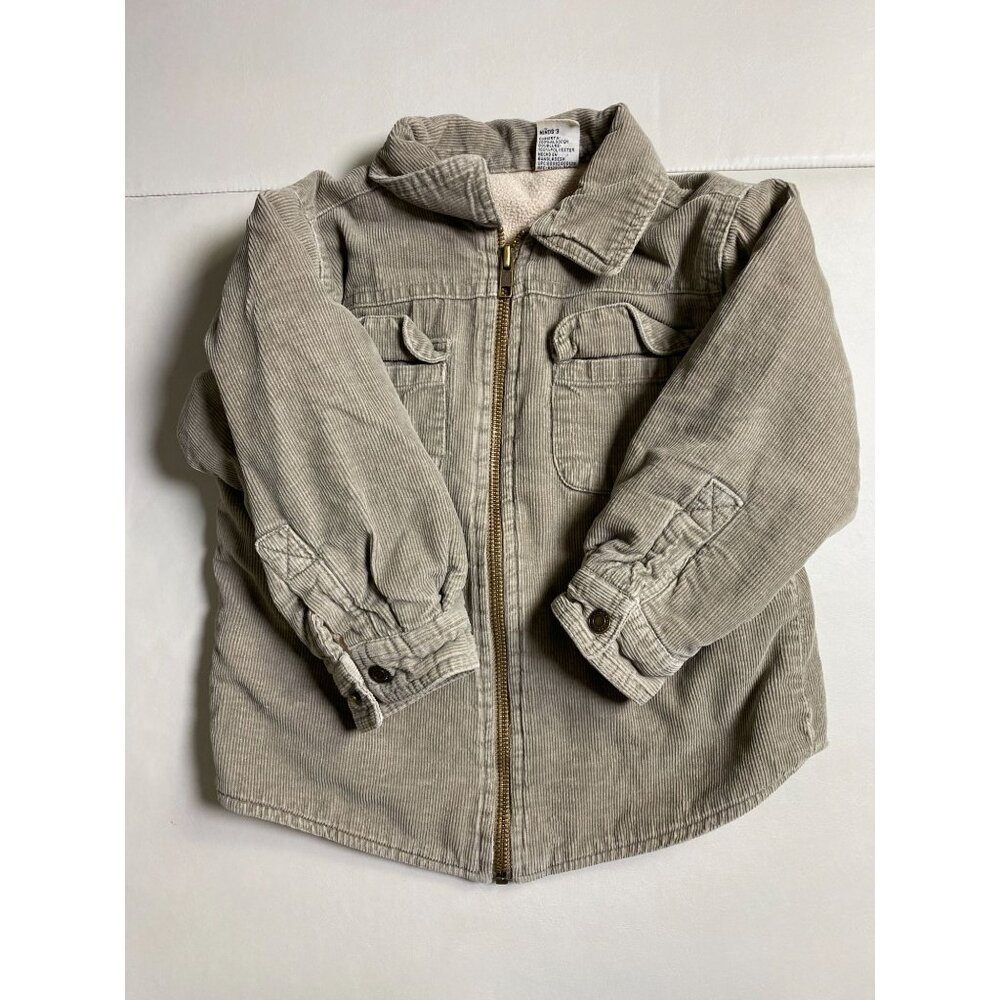 Tan Corduroy Jacket faux Sherpa Lining Toddlers Size 3T  Beige  Brown